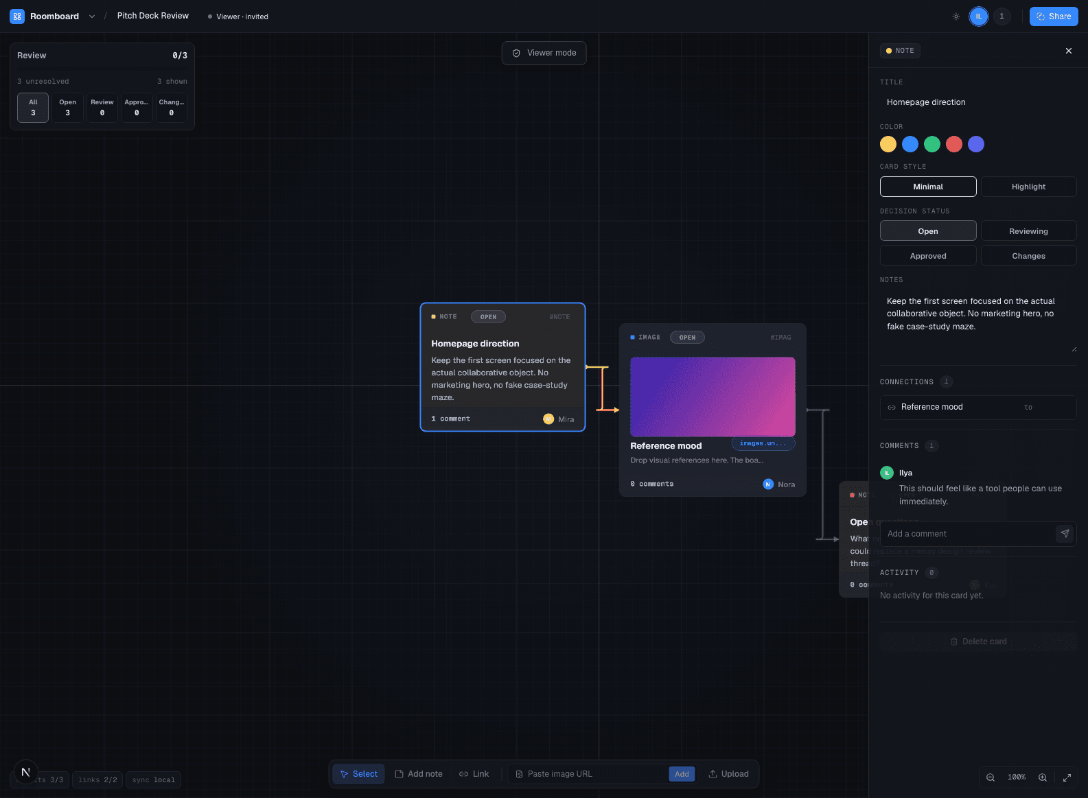 Roomboard product screenshot: canvas
