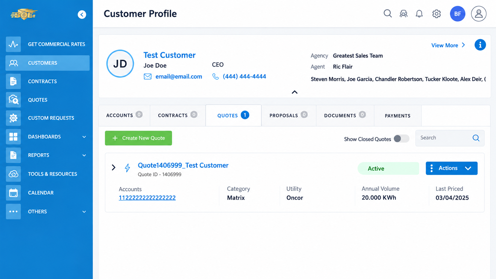 Reconstructed Broker Online Exchange customer profile and quoting interface